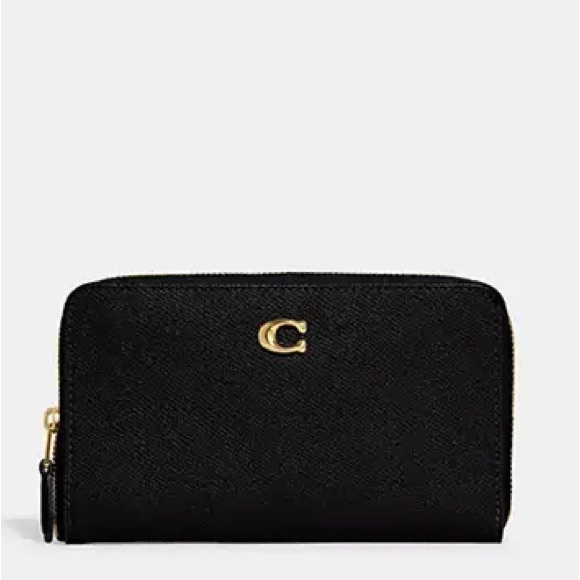 NWT COACH Black Leather Medium Zip Around Wallet - Picture 2 of 13